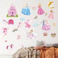 Prince and Princess Wall Sticker DIY Cartoon Wallpaper for Kids Living Room Decorative Decal Self Adhesive TV Background Mural