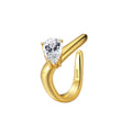 RINNTIN CL06 1PCS Gold Plated Earrings Ear Cuffs Sterling Silver Ear Clip Cubic Zirconia Earrings for Women