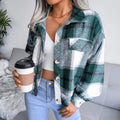 Autumn and Winter Checkered Lantern Long Sleeved Woolen Jacket Jacket Women's Clothing