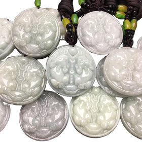 Certified Grade a Jade a Carved Double Pixiu Brand Thick Polished Jade Necklace Pendant Sihui Crafts Wholesale