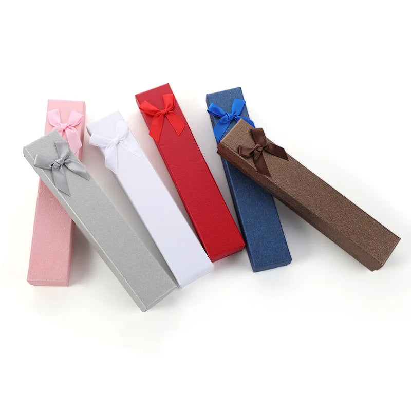 New Bow Fashion Simple Style Rectangular Jewelry Watch Pen Jewelry Storage Necklace Jewelry Gift Box