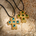 New Style Fashion Jewelry Gold Stainless Steel Necklace Black Rhinestone Color Block Horn Pendant Necklaces