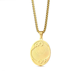Men's Religious Stainless Steel Cross Medal Versatile Pattern St Benedict Pendant Necklace Fashionable Charms