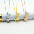 Young Girls Collection Deer Necklace Gold Plated Fine 925 Sterling Silver Heart Jewelry Necklace for Women