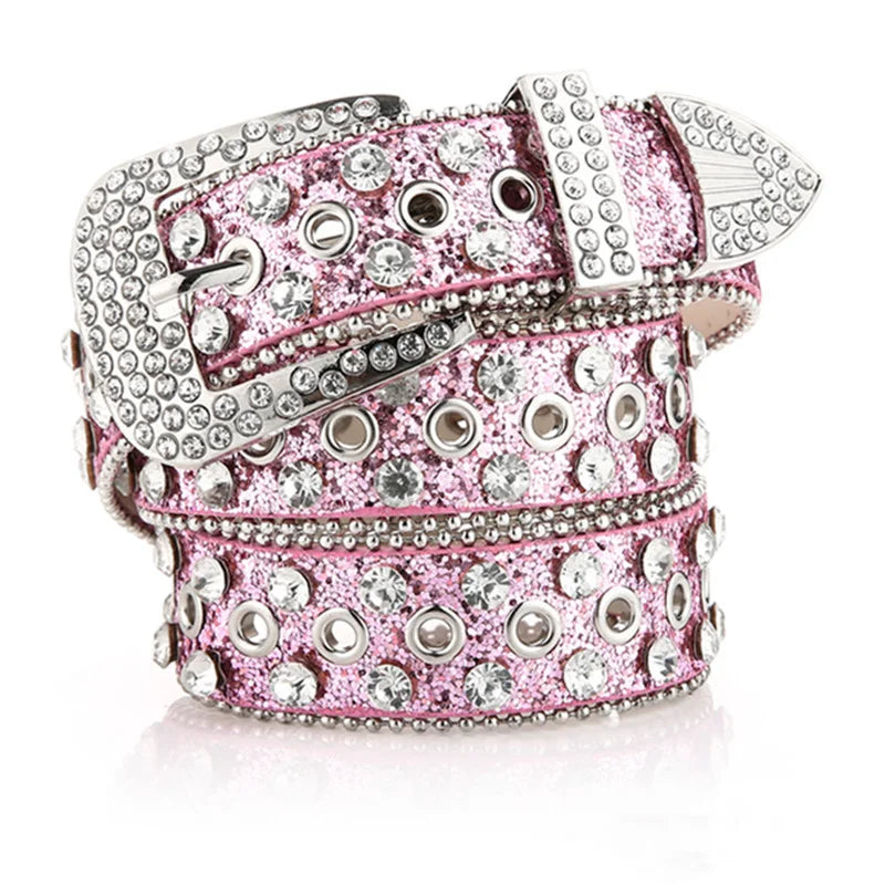 New Belt Wholesale Ladies Rhinestone Wide Belt Rhinestone Inlaid Decoration Fashion Versatile Jeans Street Belt