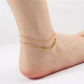 18k PVD Gold Plated High End Beaded Layer Anklets Stainless Steel Jewelry
