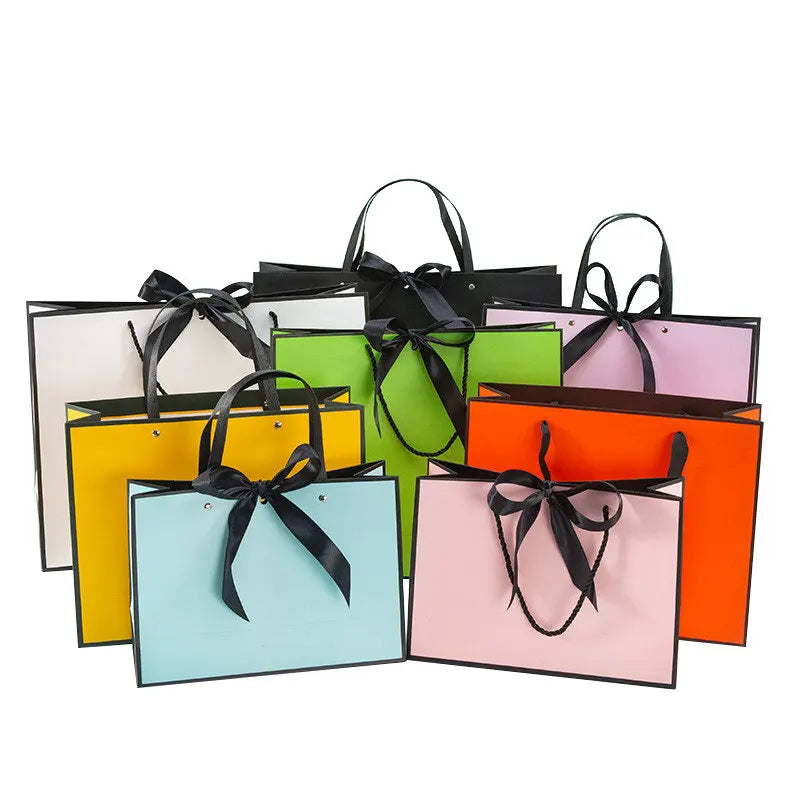 Stock Custom Shopping Paper Bags Logo Premium Printed Kraft Paper/Paperboard Recyclable Packaging Gift Craft Candle Open Mouth