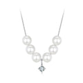 Shell Pearl Moissanite Plated 18k White Gold Necklace Fashion Jewelry Dancing Pearl Moissanite Necklace for Women