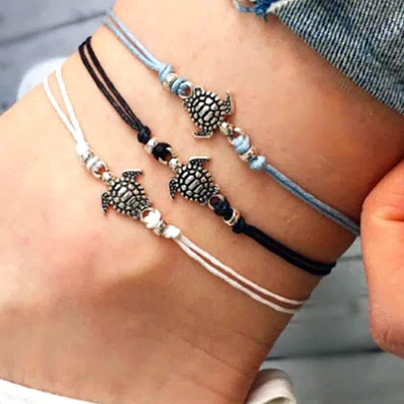 2025 New Trendy Sea Turtle Anklets String Summer Holiday Beach Wear Anklets for Women Holiday Gifts