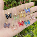 SC Hot Colorful Women Necklaces Fashion Gold Plated Stainless Steel Necklaces Elegant Glass Crystal Butterfly Pendant Necklaces