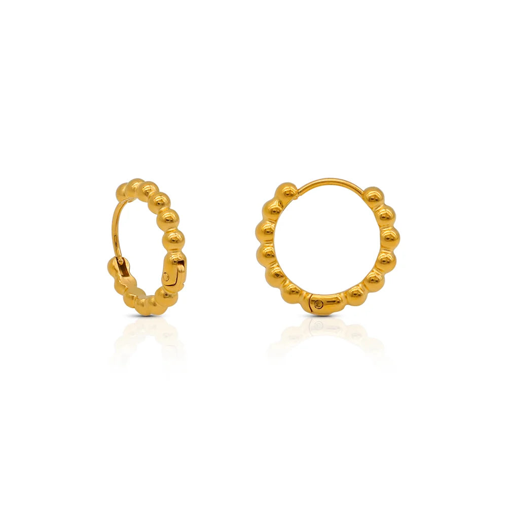 Chris April Stylish Jewelry 316L Stainless Steel Beaded Huggie Hoops Earrings Custom for Women
