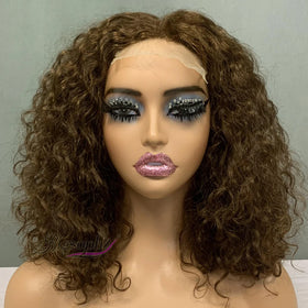 New Arrival 100Natural Human Hair Wig Brown Color Luxury Curl 4*4 Lace Closure Virgin Raw Hair Wig Bob Short