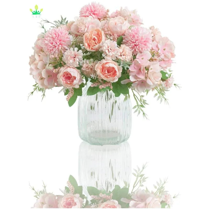 Artificial Flowers Peony Silk Hydrangea Bouquet Decor Plastic Carnations Daisy Realistic Flower Arrangements Wedding