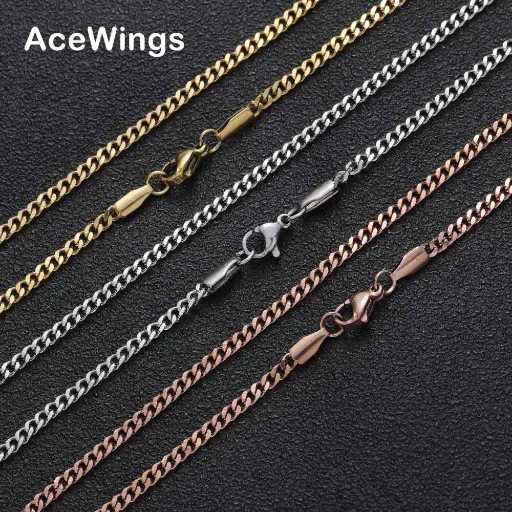 SC013  3mm Stainless Steel Cuban Link Chain Hip Hop Chain Necklace