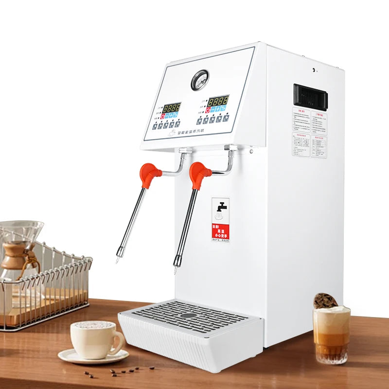 MOSEENER Commercial Electric Stainless Steel Milk Tea Coffee Steamer Machine 12L Fully Automatic Hot/Cold Water 3000W Energy