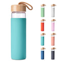 500ML BPA-Free Dishwasher Safe Borosilicate Glass Water Bottle With Protective Silicone Sleeve and Bamboo Lid