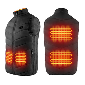 Men's Lightweight Cotton Heated Vest with Zipper Closure Retractable Hood Windproof Waterproof Canvas Fabric Outdoor Winter