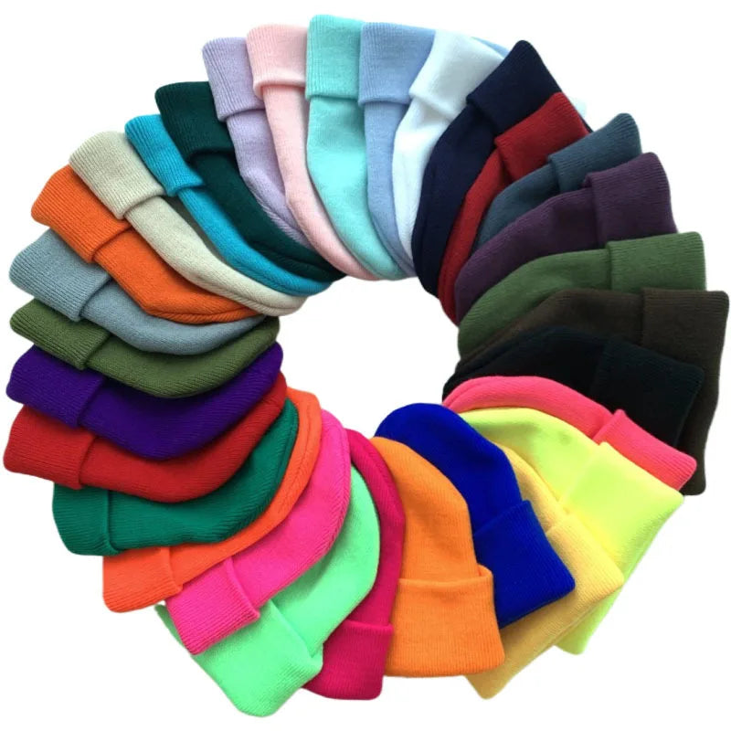 Hot Sale Stock Unisex 75g Plain Oversize Stretchy Beanies 100% Acrylic Warm Winter Knit Beanie Hat for Adults
