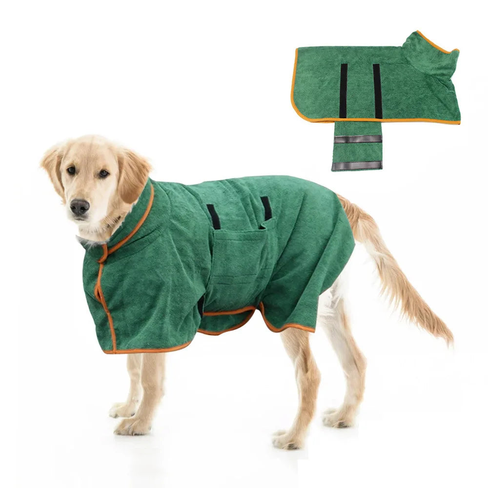 Adjustable Dog Bathrobe Super Fast Dry Soft Towel for Large Medium Small Dogs Plain Woven Pet Drying Coat