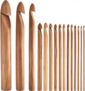 Looen Hot Sale 12 Sizes 3.0-10.0 mm Carbonized  Handle Eco-friendly Wooden Crochet Hooks Knitting Needle Set.