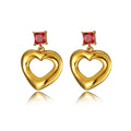 New Statement Heart-Shaped Earrings 18 k Gold Plated Titanium Steel Color Zircon Earrings Women Fashion Stainless Steel Jewelry