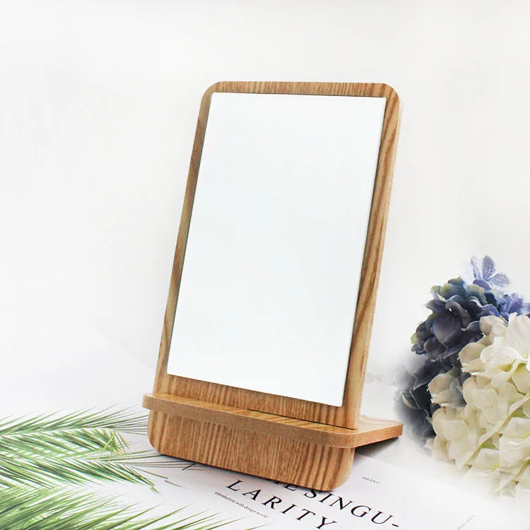 Luxury Vintage Hair Salon Makeup Mirrors(Old) Cosmetic Standing Decor Make up Fitness Wooden Mirror Table Trays Photo Booth