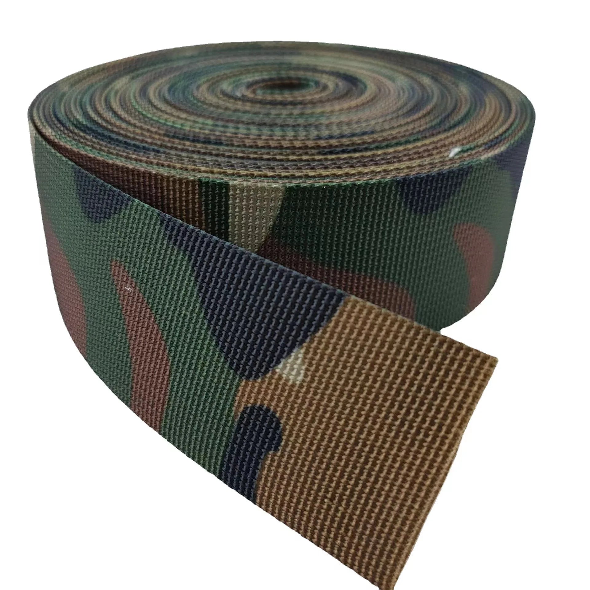Good Quality Eco-friendly Tactical Camouflage Webbing Straps Polyester/Nylon Printed Custom High Tenacity Customizable Webbing
