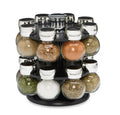 Kitchen Seasoning Rack Organizer With 16 Glass Jar Bottles Spinning Herb Spice Rotary Rack Organizer
