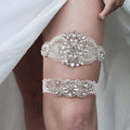 Miallo 2pcs/set  Mesh White Lace Leg Chain Band Rhinestone Pearl Ladies Thigh Ring Strap Wedding Elastic Leg Ring