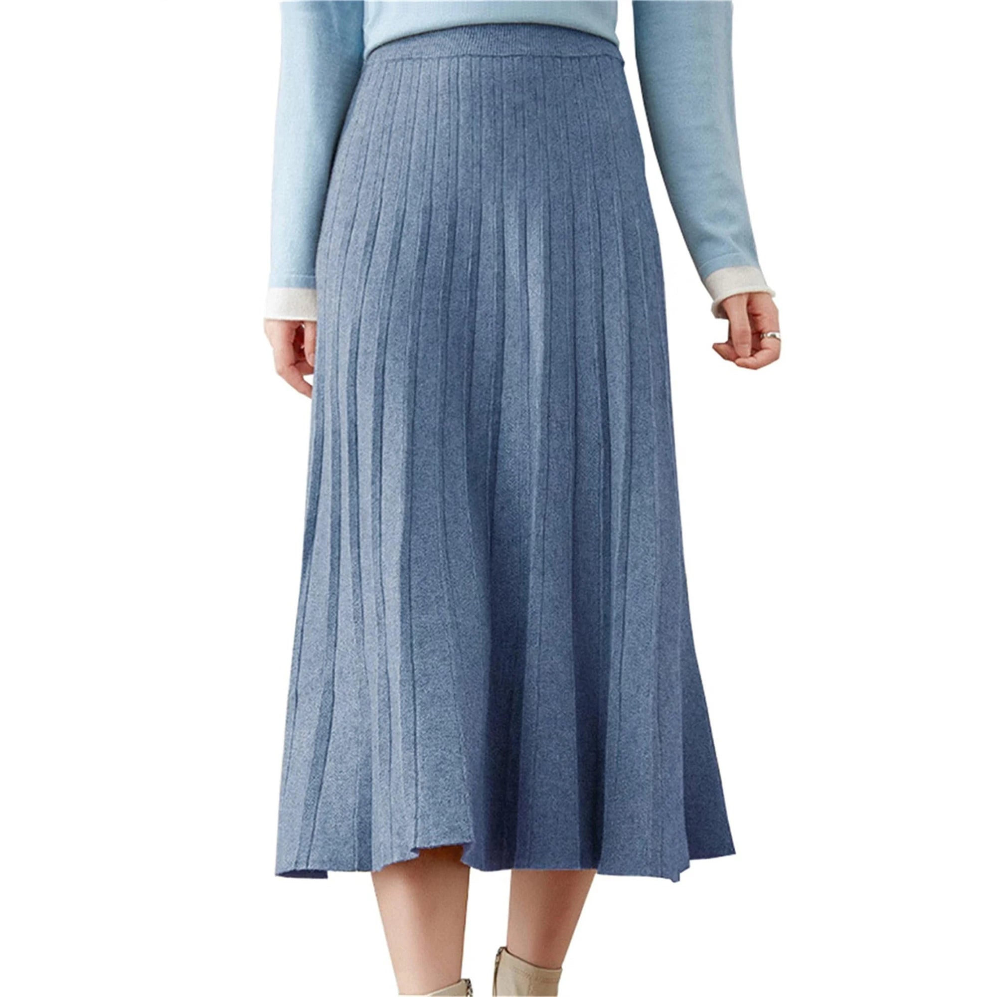 Custom Classic Solid Pattern Knit Skirt White Pleated Sweater Skirt Women