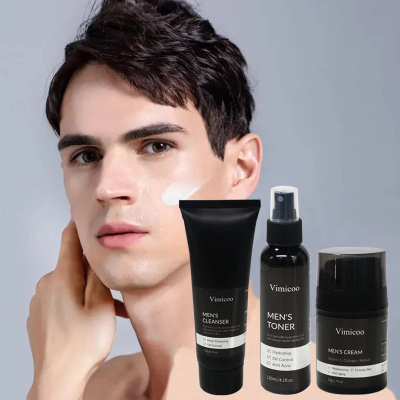 Private Label Facial Cosmetics Beauty Skincare Kit Hydrating Moisturizing Salicylic Acid Face Organic Oily Skin Care Set for Men