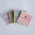 CSMD Chinese Manufacturers 8x8cm Wholesale Snap Button Closure Microfiber Envelope Pink Bracelet Pouches for Jewelry Accessories
