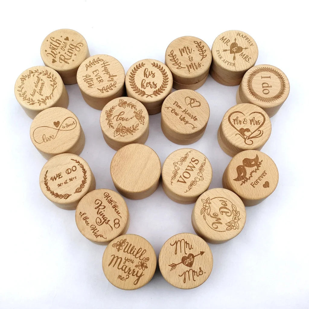 Blank Wood Mini Round Jewelry Box Ring Storage Case