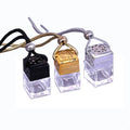 Square Shape Glass Wooden Cap Car Perfume Bottles Pendant 8ml Perfume Empty Hanging Car Diffuser Bottle