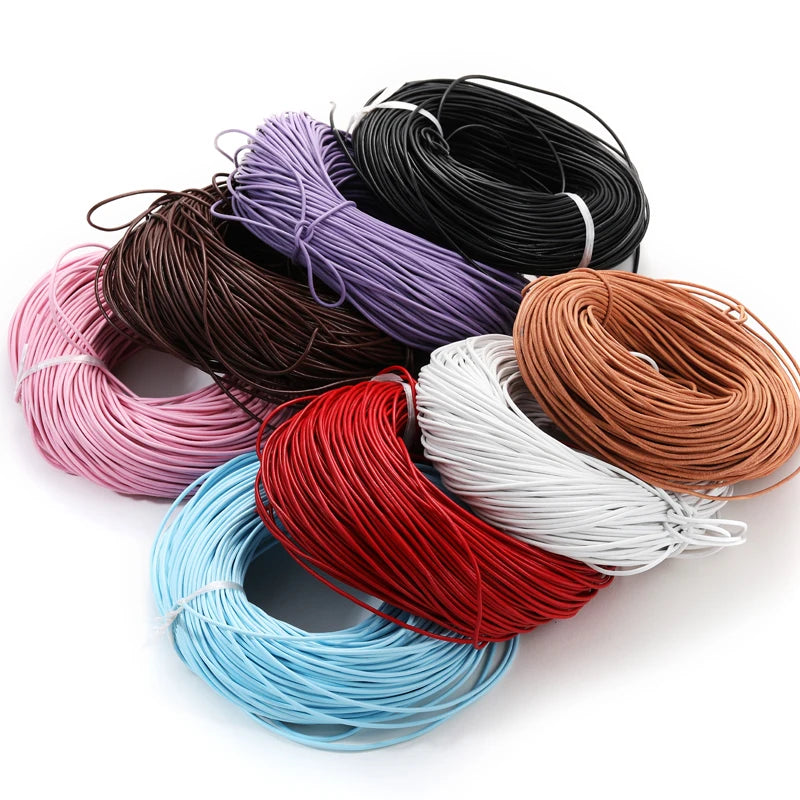 1.5/2mm 2 Meters Colorful Circle Soft PU Leather Eco-Friendly Faux Leather Cord String Rope DIY Necklace Bracelet Making V172