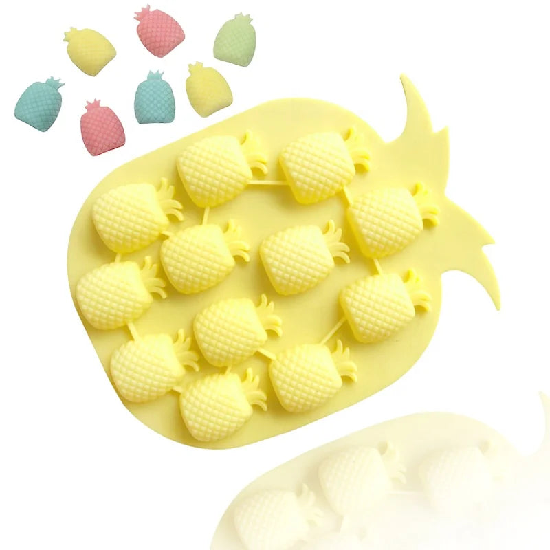 058 12 Cavity Pineapple Fruit Shape Silicone Ice Cube Cake Mold Ice Cream Mold Chocolate Hand Make Silicone Resin Ice Tray