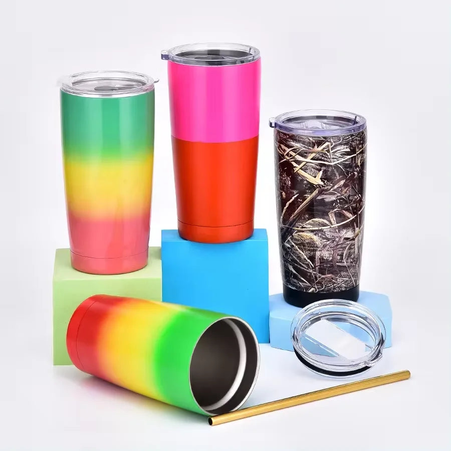 Vacuum Insulated Coffee Tumbler Stainless Steel Double Wall 20oz Travel Coffee Mug With Lid