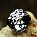 SS8-922R Steel Soldier Hollowed Out Mens Weave Ring Vintage Wide Finger Rings Braided for Men