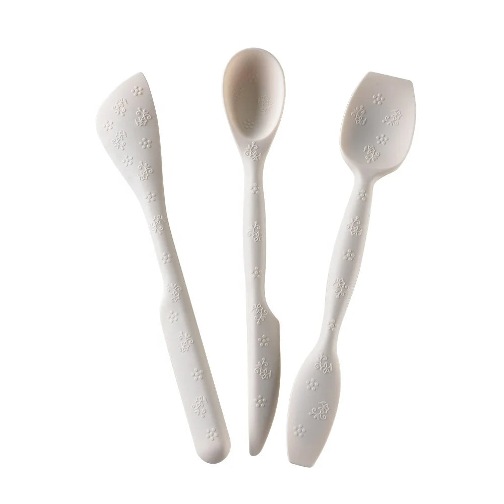 YJ Wonderful Custom Multifunctional Kitchen Three Piece Set Silicone Butter Knife Flat Spoon Scraper and Stirring Spoon