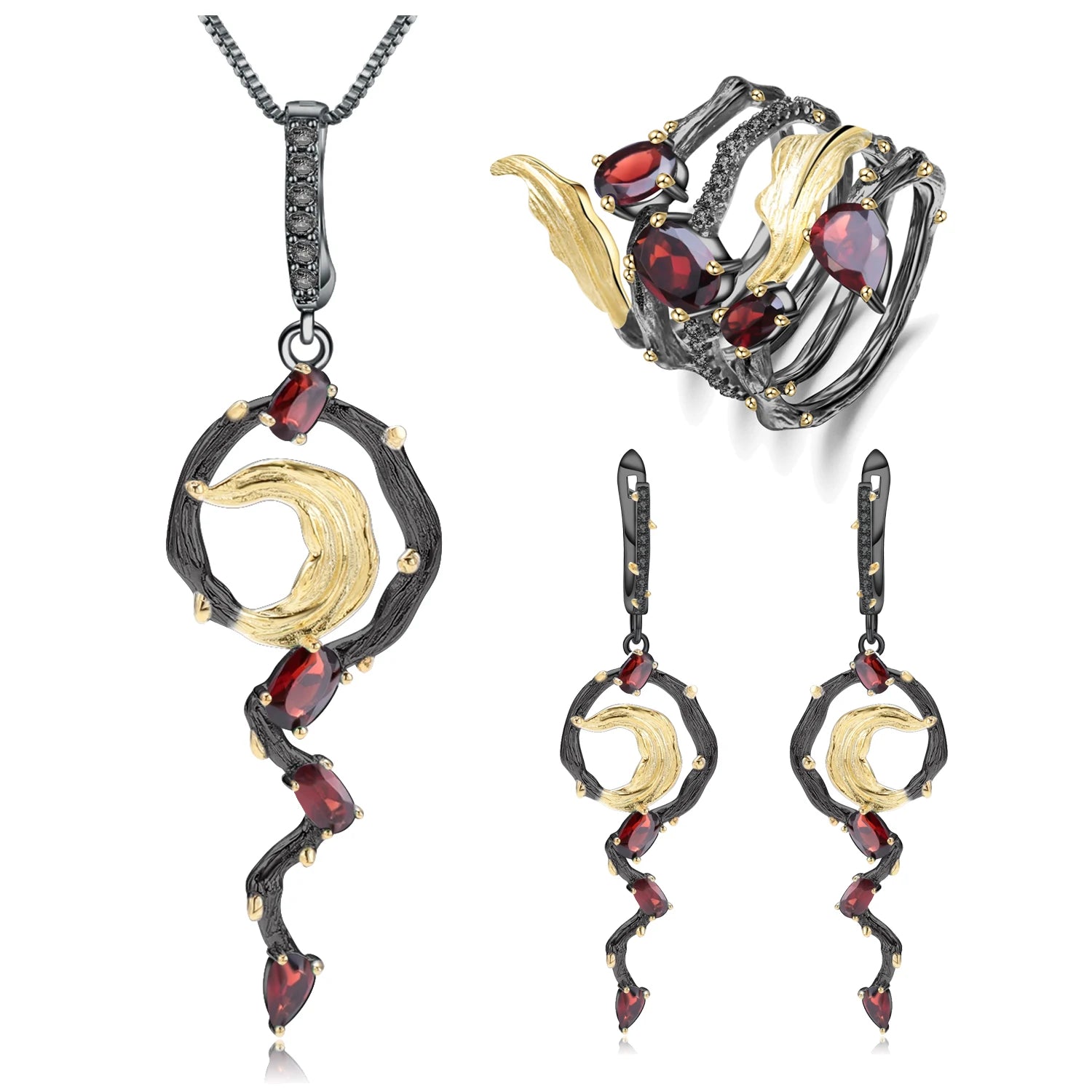 C4524 Abiding Fine Jewelry Botanic Style Natural Amethyst 925 Sterling Silver Jewelry Set for Woman