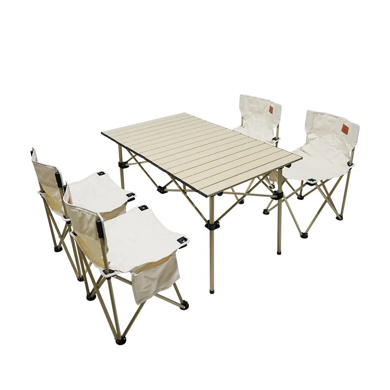 Outdoor Folding Table and Chair Suit Portable Camping Barbecue Table Fishing Sketch Chair Casual Director Chair Beach Armchair