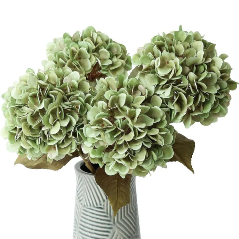 Artificial Hydrangea Flowers Large Silk Hydrangea Flower with Leaves Stems for Wedding Table Centerpieces Vase Home Decoration