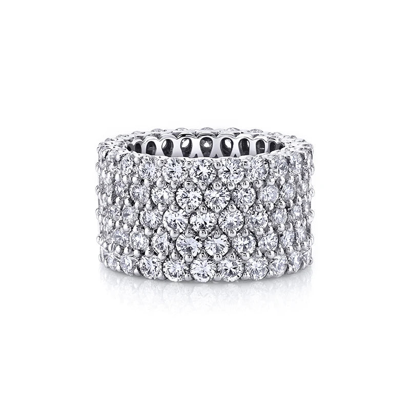 VVS Moissanite Diamond S925 Silver &10K14K18K Gold D Color Flawless GRA 5 Row Tennis Moissanite Band Eternity Rings