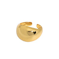 Minimalist 18K Gold Plated Geometric Arc-Shaped S925 Sterling Silver Ring Smooth Wide Finger Rings for Women