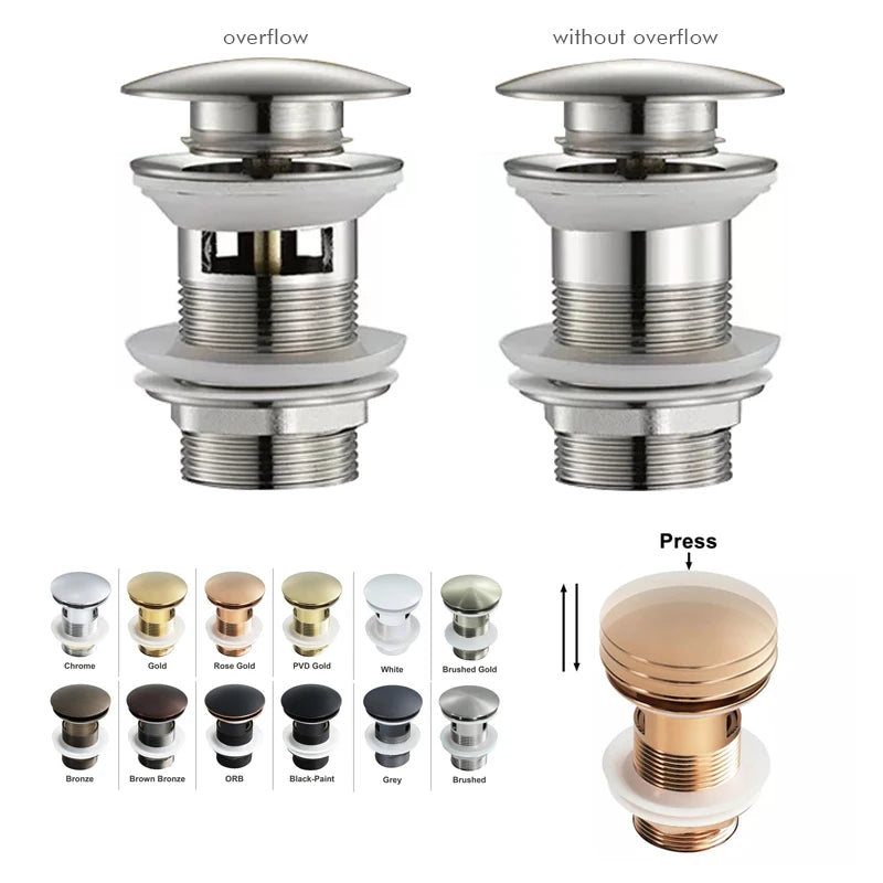 Luxury White 66mm Pop-up Basin Drain Brass Bathroom Sink Drain