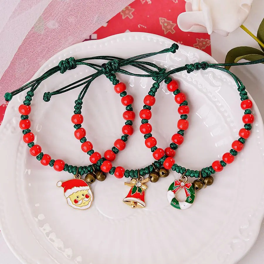 New Christmas Gift Bracelet Female Santa Claus Snowman Cartoon Hand Woven Bracelet