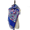 MIO Ethnic Embroidery Shawl With Tassels Winter Soft Warm Imitation Cashmere Poncho Shawl Wraps Paisley Pashmina Scarf for Women
