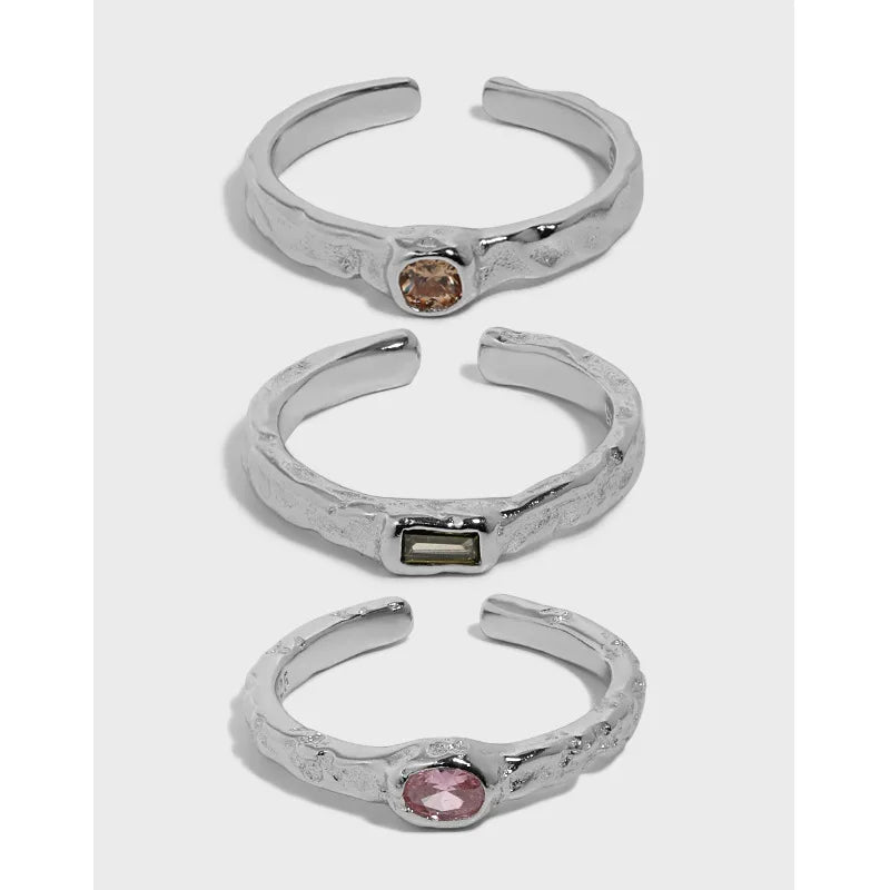 New Simple Design Colored Cubic Zircon S925 Sterling Silver Rings for Women JL017
