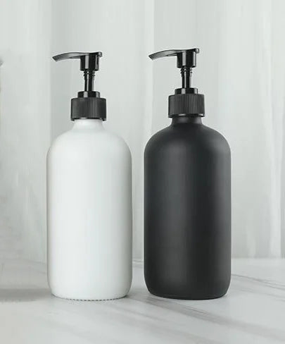 Top Sale Wholesale High Quality Matte Black White 250ml Frosted Shampoo Glass Bottle for Cosmetic