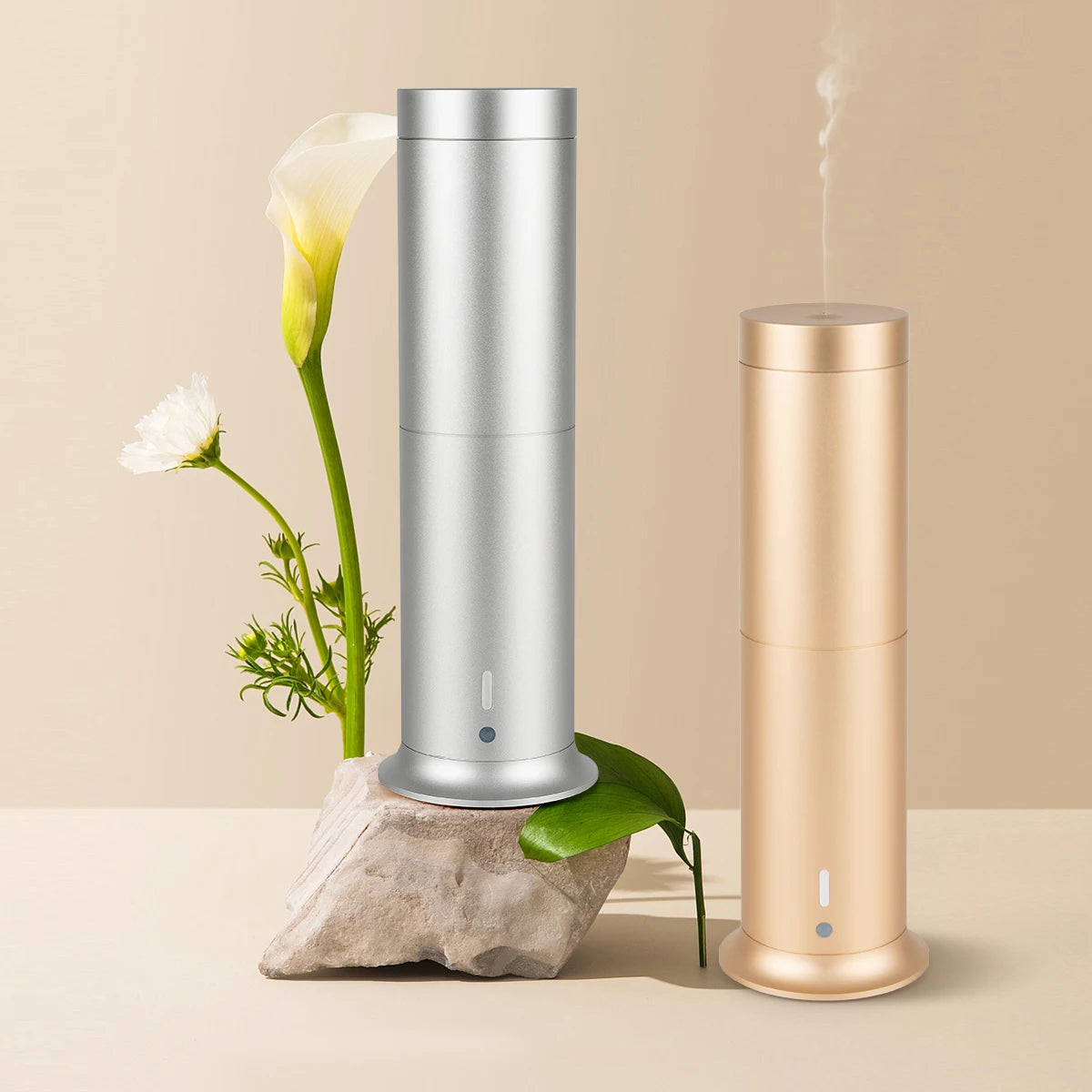 Luxury 4000mAh USB-C Remote Control Fragrance Nebulizer Pure Essential Oil Diffuser Waterless Nebulizing Silver Tower Diffuser